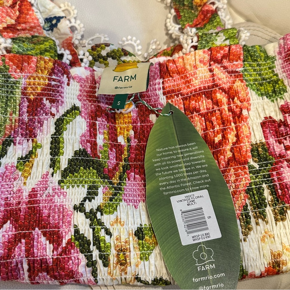 NWT FARM RIO Vintage Floral Smocked Cami Top | S - Picture 6 of 9